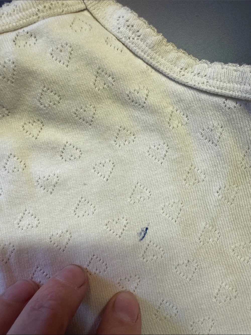 Girls Cream Heart Eyelet Tank Top